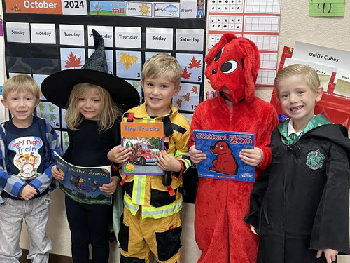 Students dressed as book characters for the celebration.